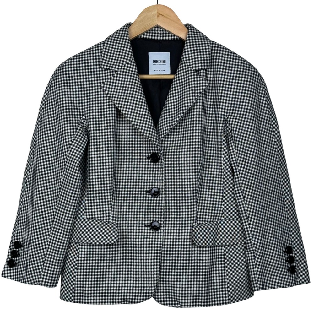 Moschino Cheap and Chic Blazer Jacket Women 10 Gingham Knot Back Old Money Italy